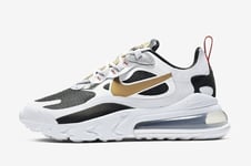 Nike Air Max 270 React White Grey Gold Women's Trainers Shoes Size UK 5.5