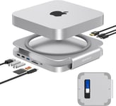 Station d'accueil et support pour Mac Mini - Hub USB C avec boîtier SSD pour NVME/SATA M.2, adaptateur HDMI 4K 10 Gbit/s - Port USB A/C - Lecteur de carte TF/SD - Hub Mac Mini pour Mac Mini