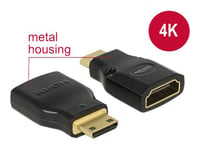 Delock Adapter High Speed HDMI with Ethernet - HDMI Mini-C male > HDMI-A female 4K - Adaptateur HDMI - HDMI femelle pour 19 pin mini HDMI Type C mâle - noir - support 4K