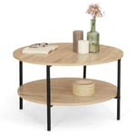 Idmarket - Table basse double plateau ronde detroit 70 cm design industriel