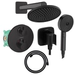 Colonne de douche thermostatique HANSGROHE Ecostat S Douche de tête Crometta S Flexible Designflex Douchette Pulsify noir mat