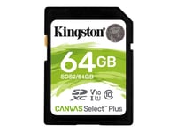 Kingston Canvas Select Plus - Carte mémoire flash - 64 Go - Video Class V10 / UHS-I U1 / Class10 - SDXC UHS-I