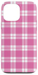 iPhone 13 Pro Max Pink Checkered Plaid Flannel Gingham Pattern Checker Rustic Case