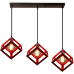 3 Tête Lustre Suspension Fer Abat-jour en Métal Luminaire Vintage Industrielle Blanc et Noir