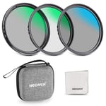 Neewer 82mm UV/CPL/ND Lens Filter Kit with Hard Shell Storage Case, Multicoated Optical Glass & Aluminum Alloy Frame, UV + Circular Polarizer (CPL) + Neutral Density (ND4) Filter for Camera Lens