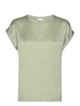 Viellette S/S Satin Top - Noos Tops T-shirts & Tops Short-sleeved Green Vila