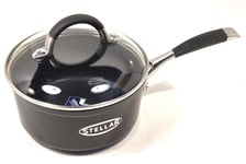 STELLAR 3000 NON STICK 16CM SAUCEPAN BLACK 1.4 LITRE S305B MAIL ORDER BOXED