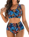 Swimsuits For Women, Bikini Sets For Women Uk Ladies Swimming Costume tummy Control Swimwear 2Piece Bralette Push Up Bikini Tops & High-Waisted Bikini Bottoms Printed Bathing Suits Cut Out Beachwear