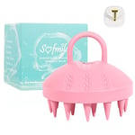 Sofmild 100% Silicone Scalp Massager Shampoo Brush, Scalp Scrubber Scalp Brush with Soft Silicone Bristles, Wet Dry Head Scrubber/Exfoliator for Dandruff Removal, Hair Growth & Scalp Care, Pink