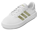 adidas Femme Court Platform Shoes, Cloud White/Gold met/Orbit Grey, 36