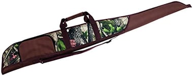 Januel - Etui pour Fusil Chandon - Fourreau pour Fusil de Chasse - Poche Fermeture à Glissière - Bretelle - Tissu Polyester - Longueur 130cm - Rembourrage 15mm - Marron et Camouflage sous-Bois