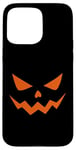 Coque pour iPhone 15 Pro Max Lanterne orange effrayante motif tête de citrouille d'Halloween