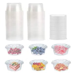 Surflyee 50 Pack Plastic Containers with Lids, 150ML Plastic Food Containers with Lids, Sauce Pots, Leakproof, Small Plastic Pots for Takeaway Food, Plastic Pots for Dip, Soup, Salad, Condiment