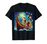 Christmas Voyage Jesus and Santa Illuminating the Night T-Shirt