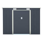 8 x 4 Double Door Metal Pent Shed (Dark Grey)