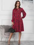 Jolie Moi Allyn Spot Flared Dress, Red