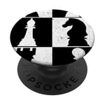 Joueur d'échecs | Échiquier | Pièces d'échecs | Amateurs d'échecs PopSockets PopGrip Adhésif