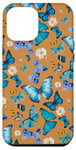 iPhone 12 Pro Max Blue Butterflies on Bohemian Orange with Retro Floral Case