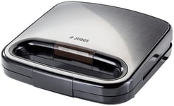 Judge JEA77 Non-Stick Toasted Sandwich Maker for 2 Toasties with Easy Clean Seal & Cut Plates, Cool Touch Handle, 750W, Satin Stainless Steel Finish - 2 Year Guarantee