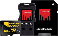 Srn128Gtfu1C Nitro 466X 128Gb Microsdxc Uhs-1 Carte Mémoire Avec Adaptateur Et Lecteur