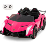 Goplus - Voiture Electrique Enfant 3-8 Ans 12V,1 Place Charge 30KG Lamborghini,Télécommande 2,4 G,Ports AUX et USB,Multimédia,Rose