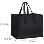 Helloshop26 - Panier sac à bûches de bois en feutre 2 poignées pliable porte revues 43 cm noir