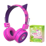 Kids Headphones Wireless, Cat ear/Dinosaur Bluetooth Headphones for Childrens/Boys/Girls, Adjustable Wireless Toddler Headphones Age 2-12, School Headphone with Microphone for iPad/Fire Tablet/Kindle