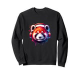 Dj Red Panda with Headphones Cute Animals Disc Jockey Music Sweatshirt