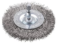 kwb Brosse à disque, grossière, fil d'acier inoxydable, Ø 75 mm pour métal et pierre, brosse métallique pour perceuse, y compris tige hexagonale E6.3, pour dérouiller, décalaminer