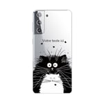 Coque Galaxy S21 PLUS Chat coeur personnalisee love noir