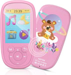 Mp3 Enfant Bluetooth 8Go Design D'Ours Avec Haut-Parleur, Lecteur Avec D'Ecran 2.4 Ecouteur Et Corde Inclus, Baladeur Musical Sport Radio Vidéo Slot De Carte 128G Pour Cadeau De Fête-Rose