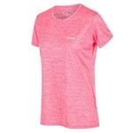 Regatta T- Shirt Technique Manches Courtes Fingal V léger et Respirant avec imprimé Polos/Vests Femme, Neon Pink Marl, FR : 3XL (Taille Fabricant : 22)