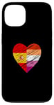 Coque pour iPhone 13 Drapeau LGBTQ Espagne Lesbienne Pride Cœur Amour LGBTQIA