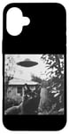 Coque pour iPhone 16 Plus Cat Selfie with UFO Weird 50s Photo --