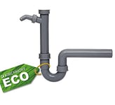 Kirchhoff ECO-Save 98831349 Siphon pour évier de Cuisine en Plastique recyclé, bonde avec raccord pour Machine à Laver ou Lave-Vaisselle, Gris