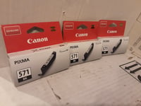 3X  New Genuine Original Canon CLI-571  Black Ink Cartridge