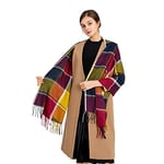 Miss Lulu Echarpes Femme Hiver Chaud en Carreaux Doux Foulard Châle écharpe épais Pull Châle Mode écharpe Longue Grand Unisexe Tartan Poncho Vintage Multicolore