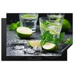 KitchenYeah© Protection Plaque Induction 80x52 cm Protege Deco Cuisine Cache Protège De Cuisson Accessoires Cocktail - Mojito - Vert - Menthe