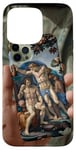 Coque pour iPhone 15 Pro Max Noir Art Déco Floral Michel-Ange Création Of Adam Sixtine