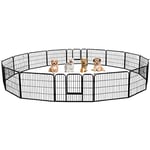 Yaheetech Parc pour Chien 16 Panneaux Enclos Chien Cage pour Chien Parc a Chiot Canard Lapin Rongeur 80 x 60 cm Clôture Barriere Extérieur en Métal Pliable