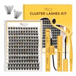 QUEWEL DIY Lash Extension Kit, 156 Pcs Lash Clusters with Cluster Lashes Bond and Seal, Eyelash Clusters Applicator and 12ml Lash Cluster Glue Remover, DIY Lash Extensions at Home(QUBM-MIX10-18)