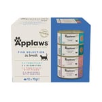 Applaws Natural Wet Cat Food, Multipack Fish Selection in Broth 70 g Tin (Pack of 12)