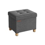 Pouf, Coffre de Rangement, Tabouret avec Repose-Pieds, Pliable, Banc avec Rangement, 32 x 40 x 33,5 cm, pour Salon, Chambre, Gris Foncé - Songmics