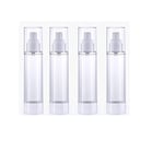 Lepore 4 Pack 30ml 50ml Plastic Airless Pump Bottle,Empty Travel Pump Bottles Container Dispenser for Lotion,Foundation,Cosmetic,Shampoo,Make-up Liquids Sample(50ml)