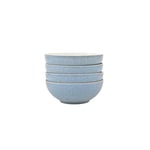 Denby - Elements Blue Cereal Bowls Set of 4 - Dishwasher Microwave Safe Crockery 820ml 17cm - Blue, White Ceramic Stoneware Tableware - Chip & Crack Resistant Soup Bowls