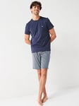 Emporio Armani Bodywear Endurance Logo Waistand T-Shirt &amp; Patterned Shorts Lounge Set - Navy, Navy, Size L, Men