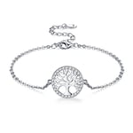 Jrêveinfini Arbre de Vie Bracelet Femme Enfant Fille Maman Argent 925, Personnalisé Bracelet Bijoux Porte Bonheur Mere Fille Femme, Bracelet Amitié Cadeau Fete des Meres Anniversaire Femme Maman