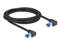 Delock - Nätverkskabel - RJ-45 (hane) högervinklad till RJ-45 (hane) högervinklad - 2 m - 6 mm - S/FTP - CAT 6a - halogenfri - svart