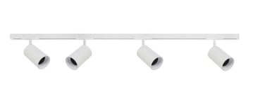 Designline Tube Pro komplett 1,9 meter spotskinne med 4 spotter GU10 - Hvit - Hvit