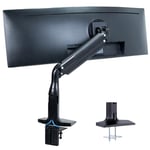 VIVO Aluminum Ultrawide Monitor Stand, Classic, Fits up to 49 inch Computer Screens, Single Articulating Pneumatic Arm, C-Clamp and Grommet Desk Mount, Max VESA 200x100, Black, STAND-V100H